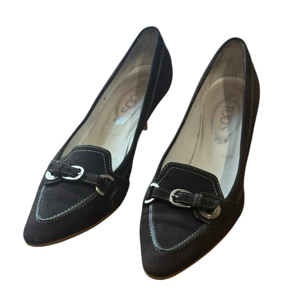 Tod’s Brown Suede Studded Heel Accent Pumps - 39.5
